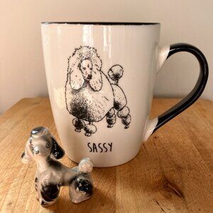 Winifred & Lily French Poodle Mug 'Sassy' with Vintage French Poodle Figurine